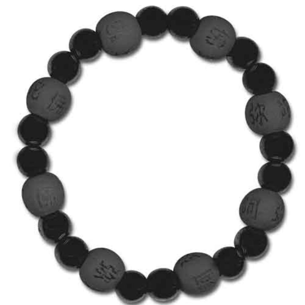 Karmalogy Lucky Karma Bead Bracelet Unisex Stretch Power/Success Black Onyx